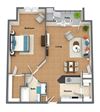 Modena Floor Plan Modena Floor Plan 972 Sq.Ft. at The Lusitano Apartments, Spokane